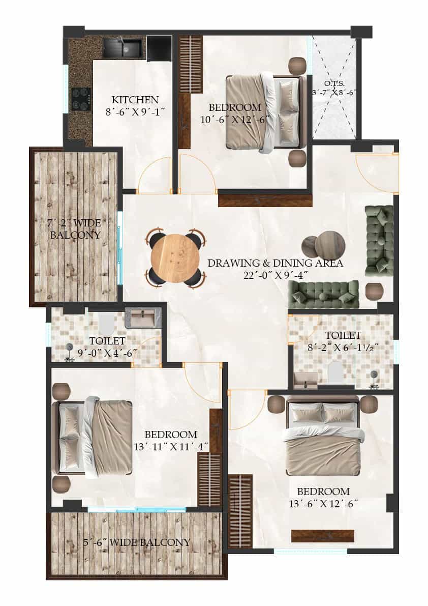 Apartment/Flat for sale in Varanasi : Spacious 2 & 3 BHK Home